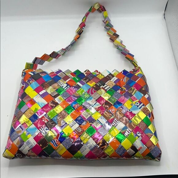 VINTAGE HANDMADE Mexican Candy Wrapper Purse-NWOT - Picture 1 of 6